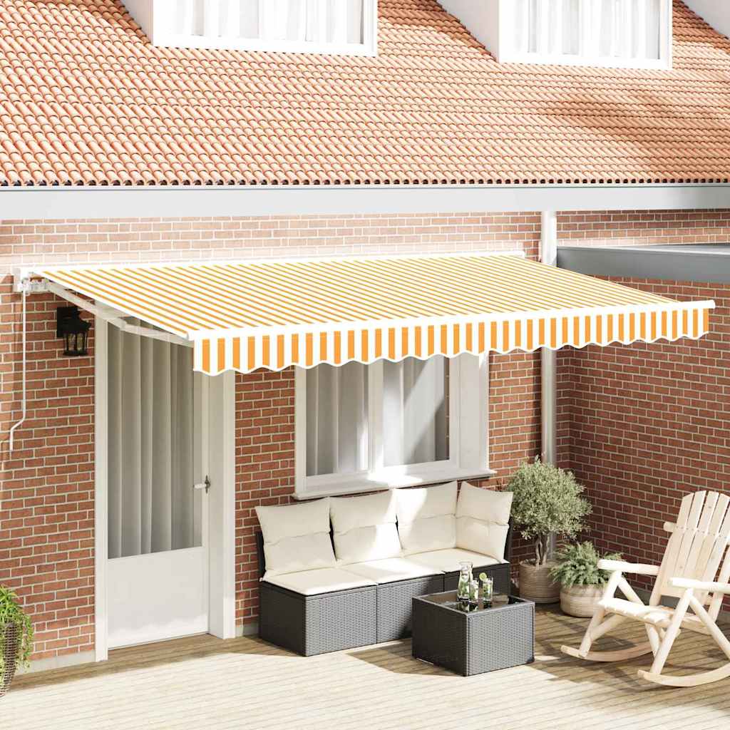 vidaXL Awning Replacement Fabric Yellow and White 4 x 2 m Polyester
