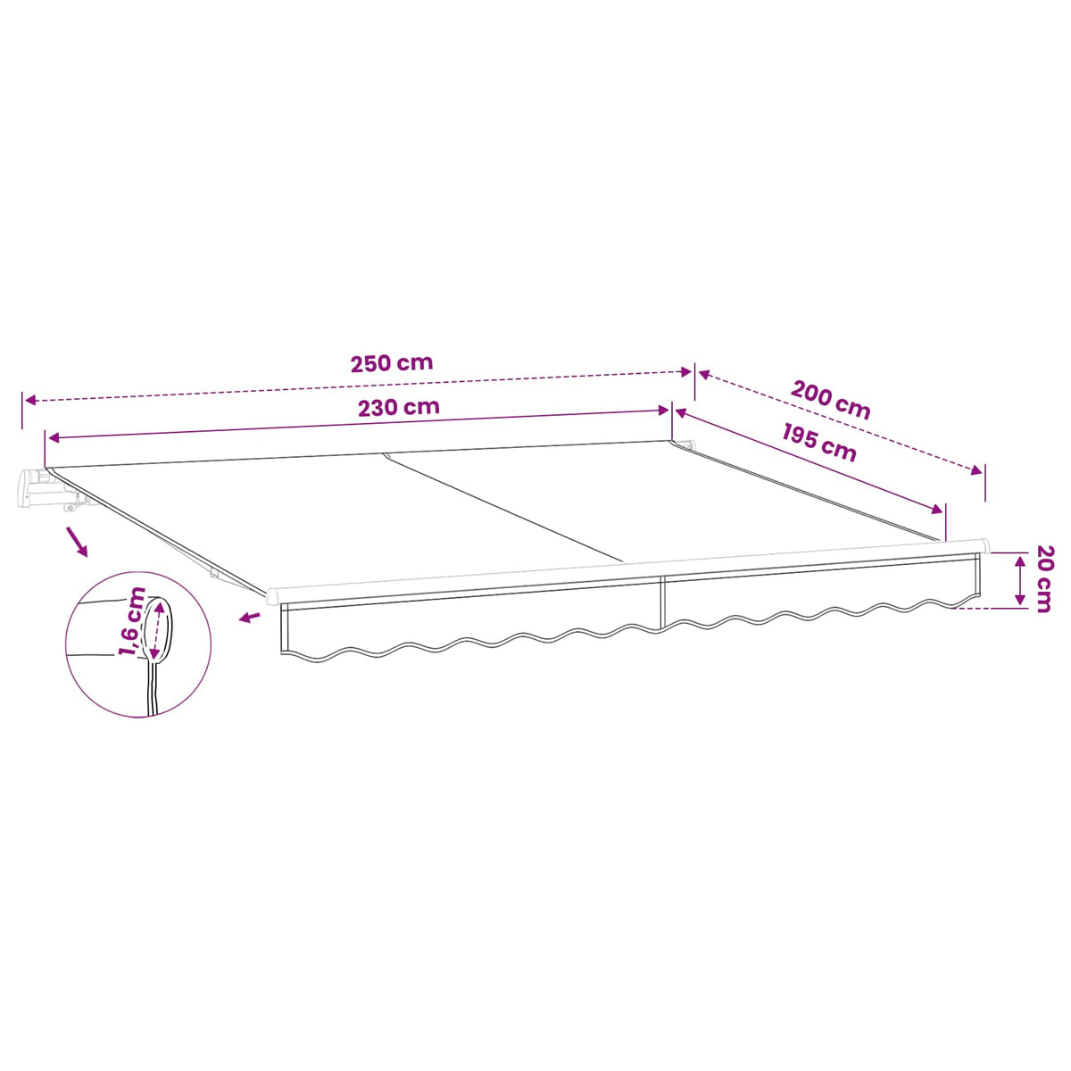 vidaXL Awning Canopy Replacement for 2.5x2 m Anthracite Polyester