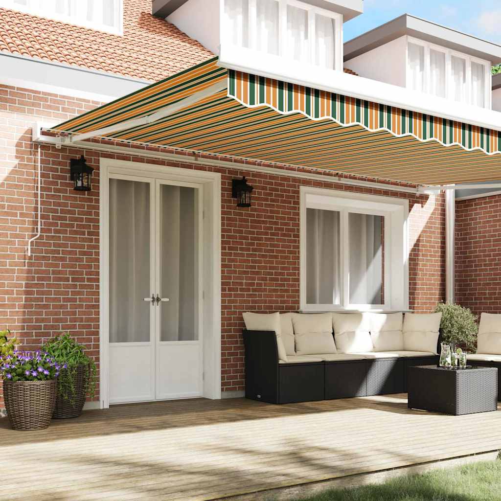 vidaXL Awning Replacement Fabric Green and yellow 5 x 3 m Polyester