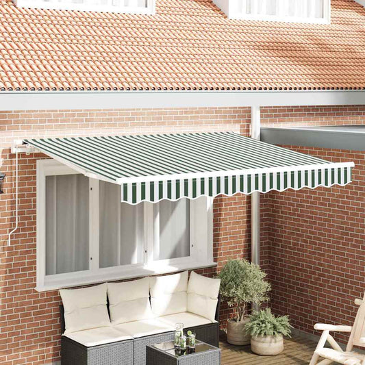 vidaXL Awning Replacement Fabric Green and White 3.5 x 2 m Polyester
