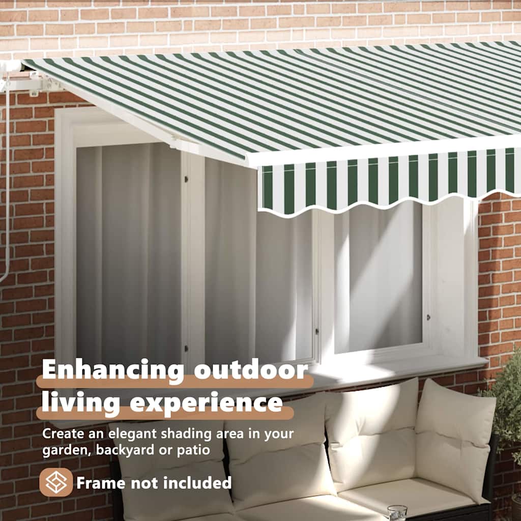 vidaXL Awning Replacement Fabric Green and White 3.5 x 2 m Polyester