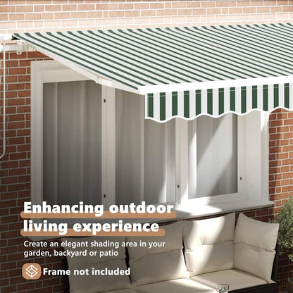 vidaXL Awning Replacement Fabric Green and White 3.5 x 2 m Polyester