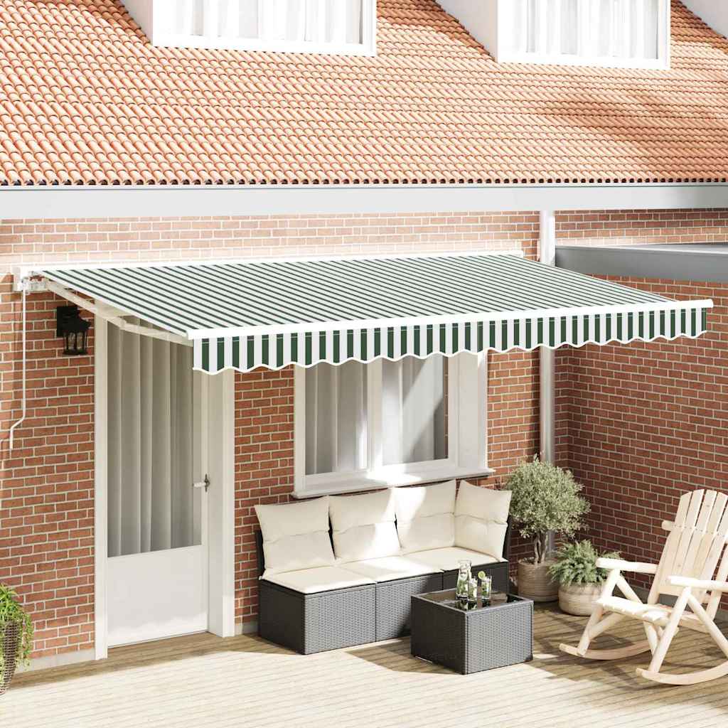 vidaXL Awning Replacement Fabric Green and White 4 x 2 m Polyester