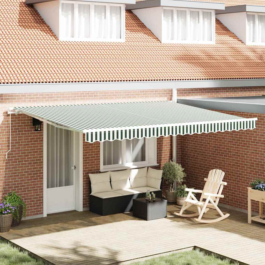 vidaXL Awning Replacement Fabric Green and White 4.5 x 3 m Polyester