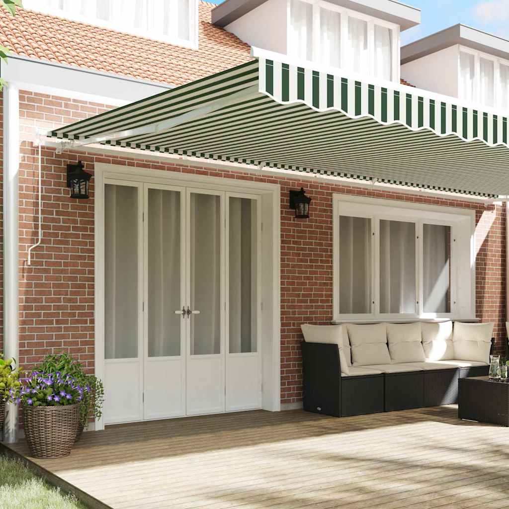 vidaXL Awning Replacement Fabric Green and White 6 x 3 m Polyester