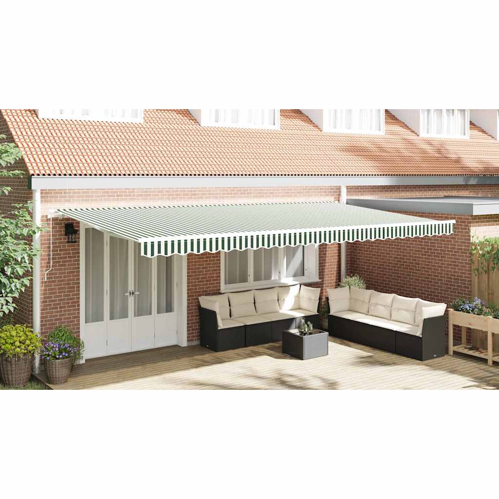 vidaXL Awning Replacement Fabric Green and White 6 x 3.5 m Polyester