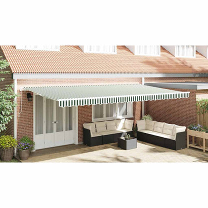 vidaXL Awning Replacement Fabric Green and White 6 x 3.5 m Polyester