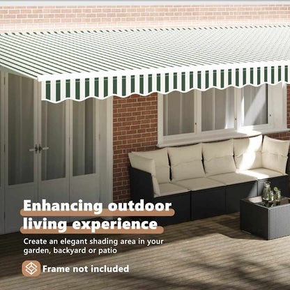 vidaXL Awning Replacement Fabric Green and White 6 x 3.5 m Polyester