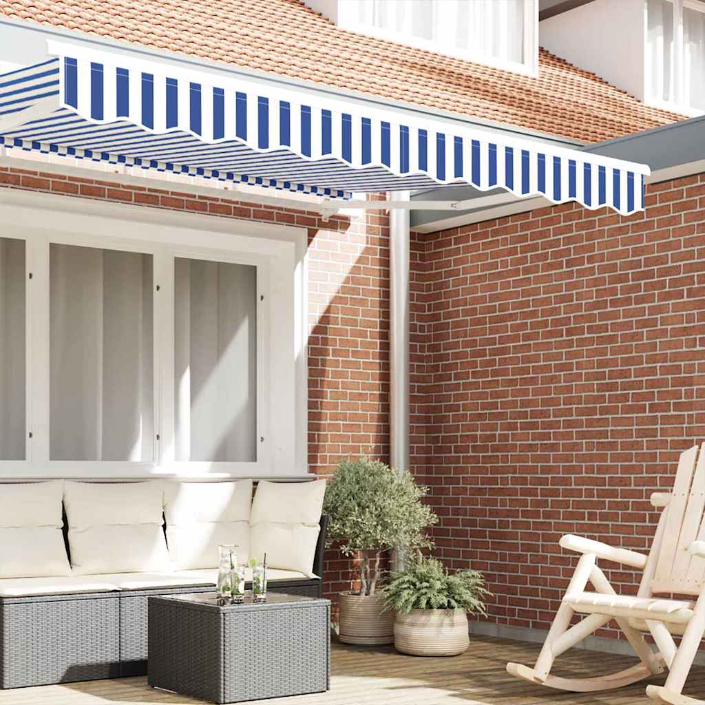 vidaXL Awning Valance Replacement Blue and White 2.5 m Polyester