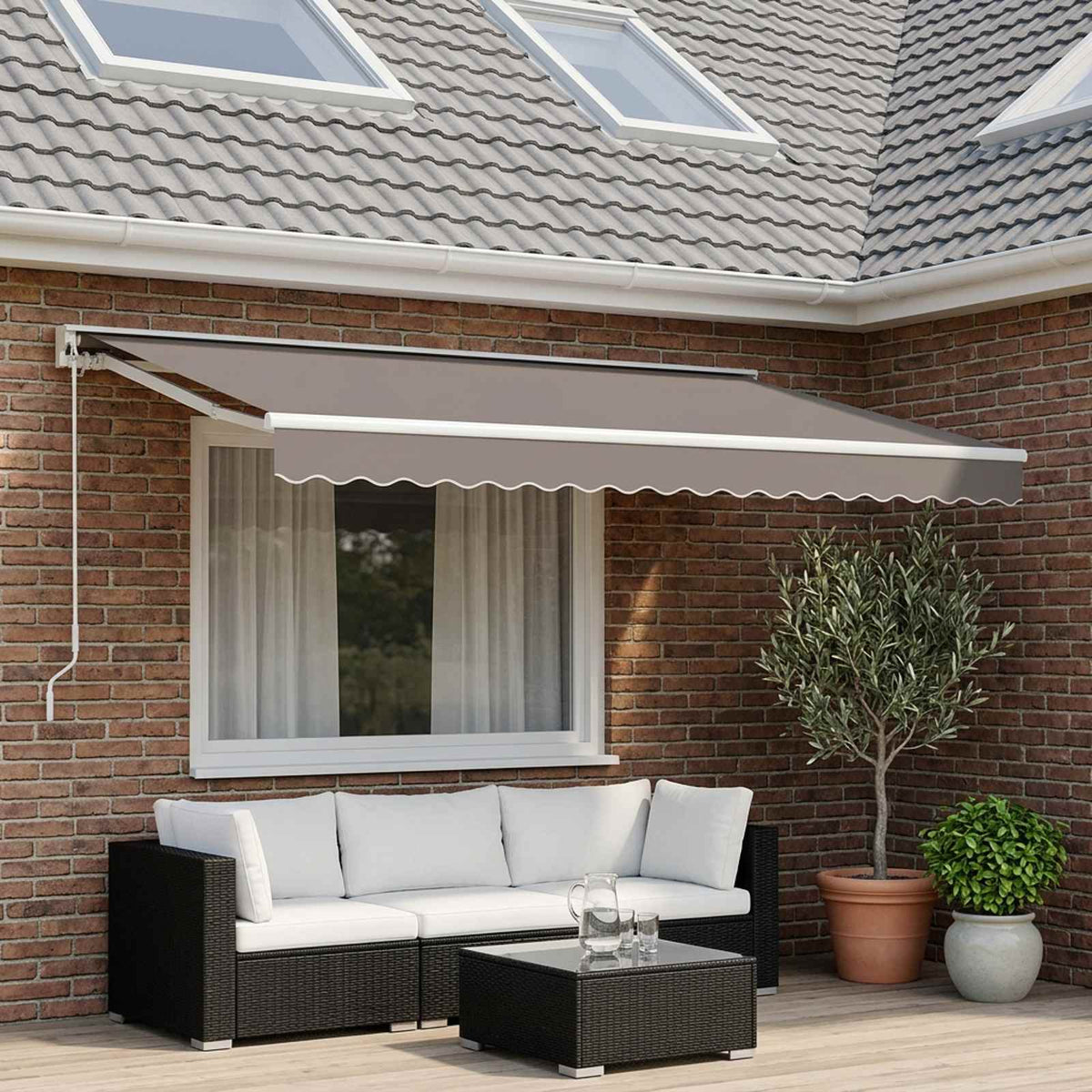 vidaXL Awning Valance Replacement for 4 m Light Grey Polyester