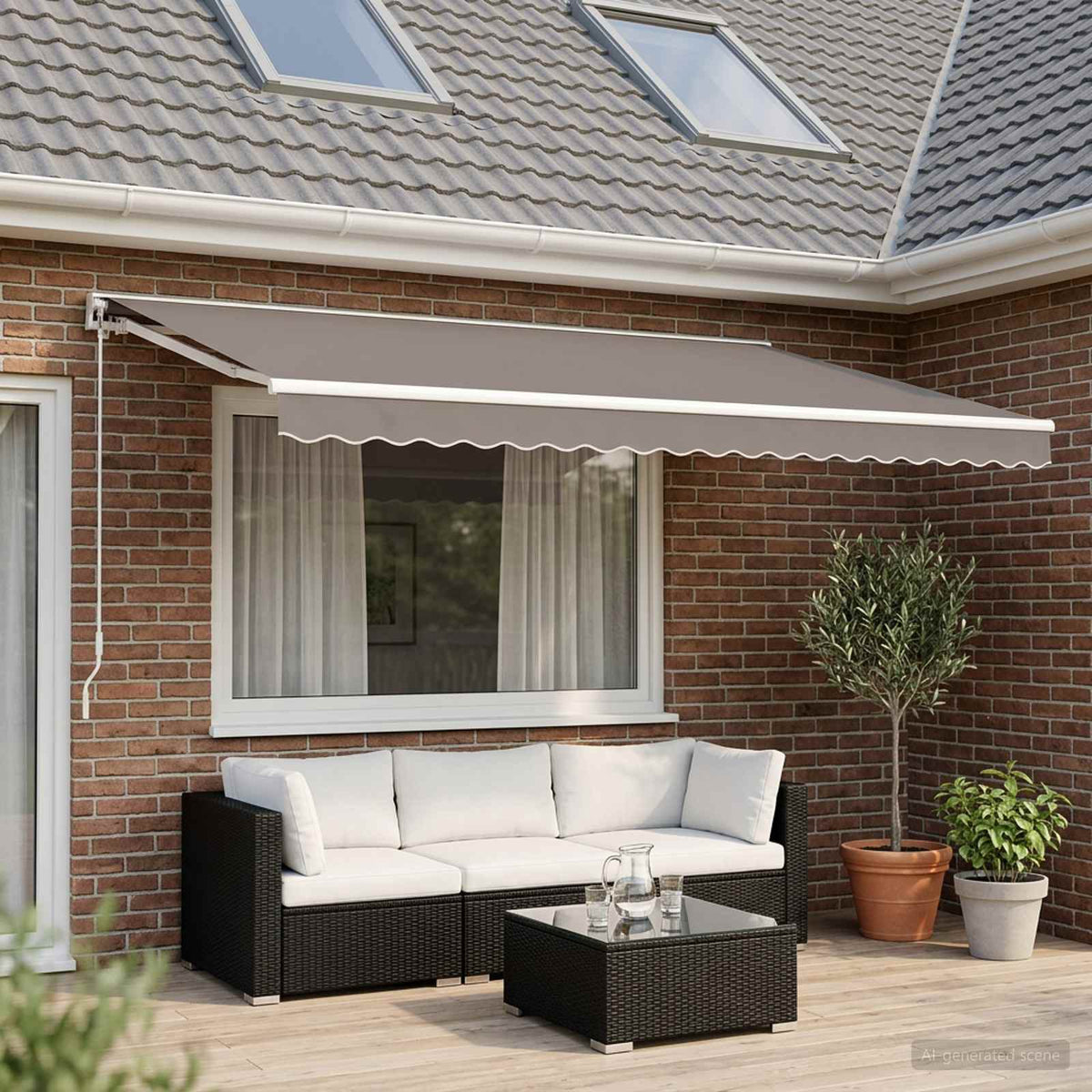 vidaXL Awning Valance Replacement for 6 m Light Grey Polyester