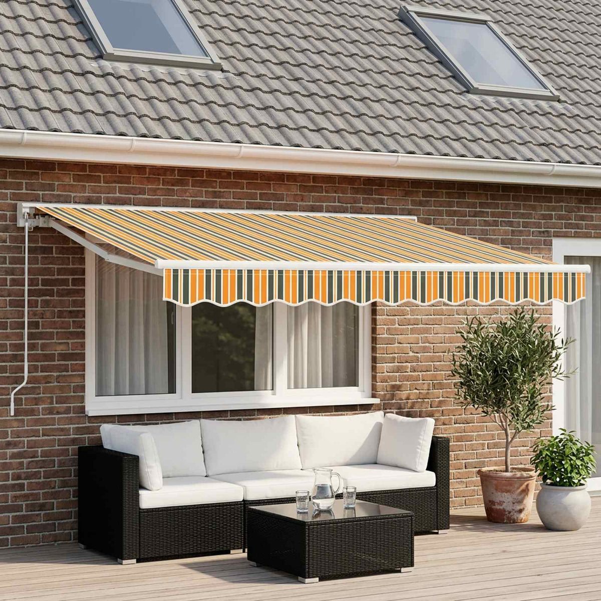 vidaXL Awning Valance Replacement for 2.5 m Green & Yellow Stripe