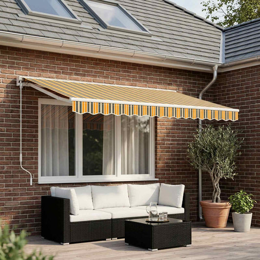 vidaXL Awning Valance Replacement for 5 m Green & Yellow Stripe