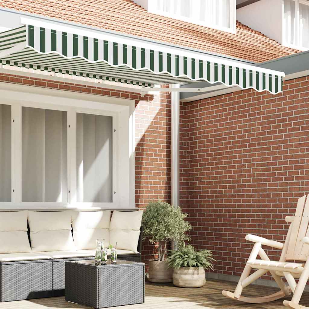 vidaXL Awning Valance Replacement Green and White 3 m Polyester