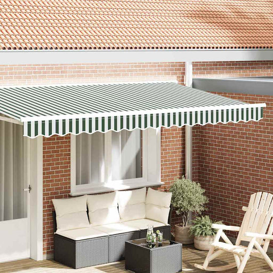 vidaXL Awning Valance Replacement Green and White 4 m Polyester