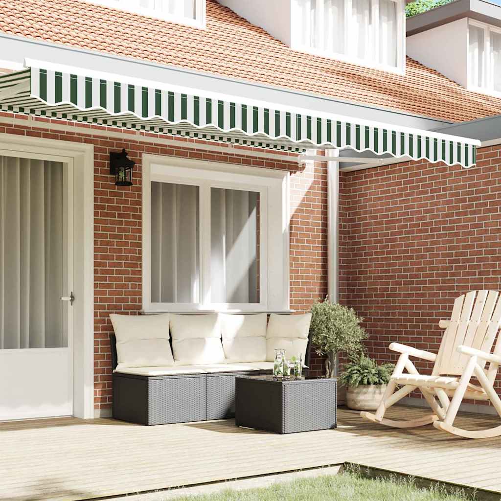vidaXL Awning Valance Replacement Green and White 4 m Polyester