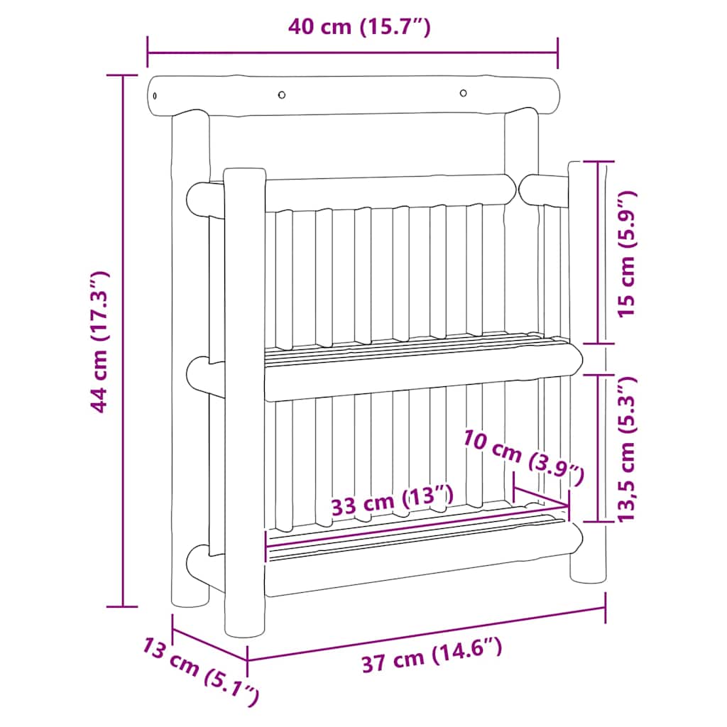 vidaXL Wall Shelf with Shelf Natural 40 x 13 x 44 cm Bamboo