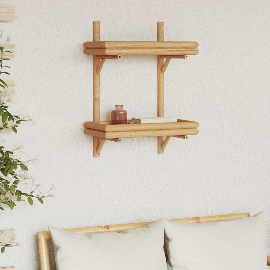 vidaXL Wall Shelf with Shelf Wall-mounted Brown 39 x 26 x 60 cm Bamboo