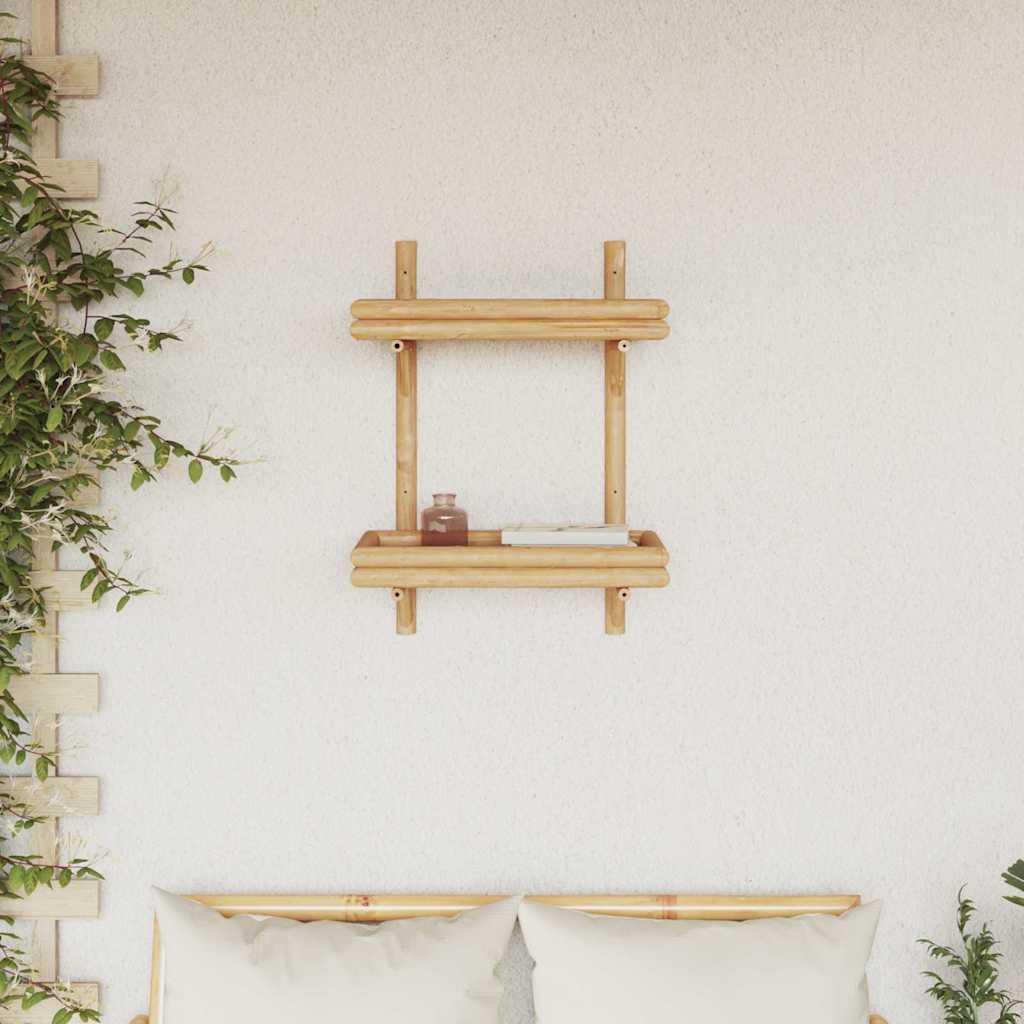 vidaXL Wall Shelf with Shelf Wall-mounted Brown 39 x 26 x 60 cm Bamboo