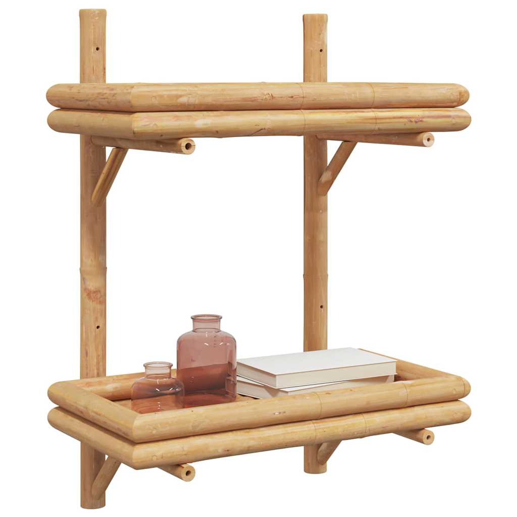 vidaXL Wall Shelf with Shelf Wall-mounted Brown 39 x 26 x 60 cm Bamboo