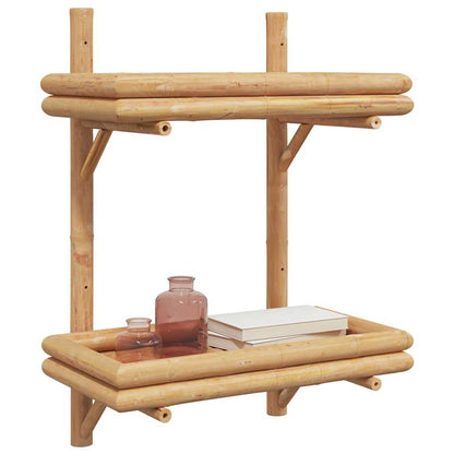 vidaXL Wall Shelf with Shelf Wall-mounted Brown 39 x 26 x 60 cm Bamboo