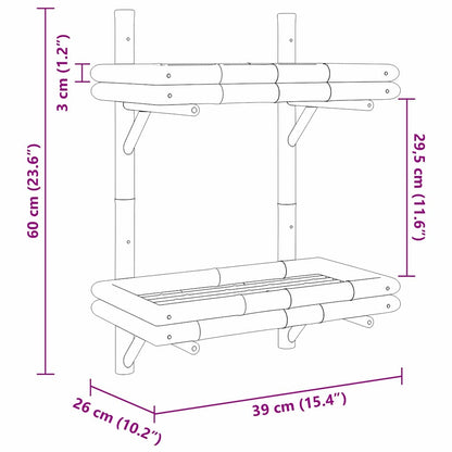 vidaXL Wall Shelf with Shelf Wall-mounted Brown 39 x 26 x 60 cm Bamboo