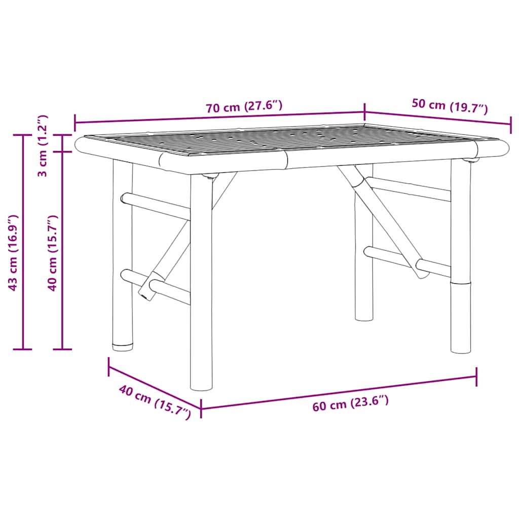 vidaXL Coffee Table Brown 70 x 40 x 36 cm Bamboo