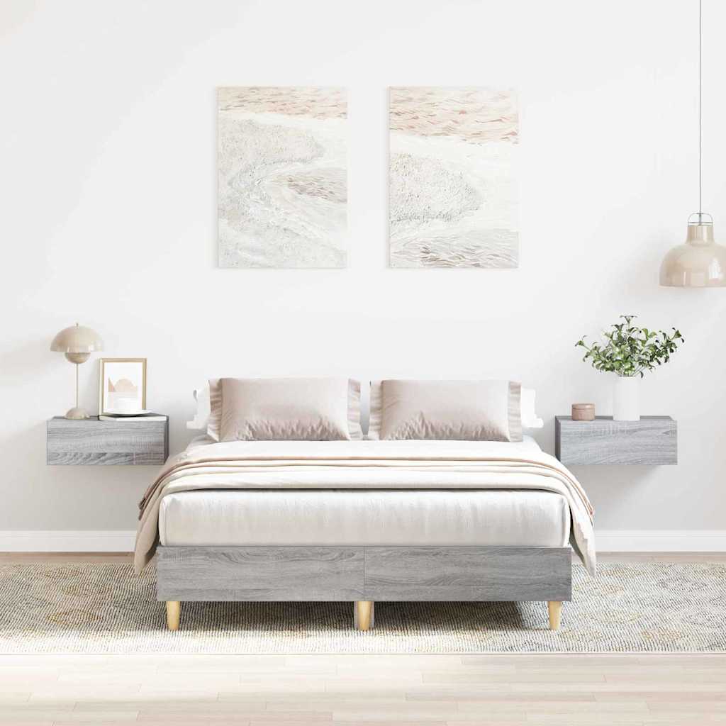 vidaXL Bed Frame Grey Sonoma 193 x 123 x 25 cm Engineered Wood