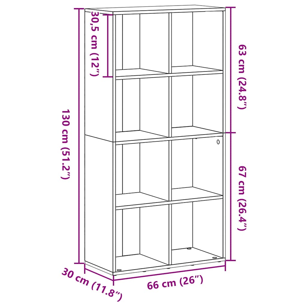 vidaXL Bookcase Black Oak 66x30x130 cm Engineered Wood