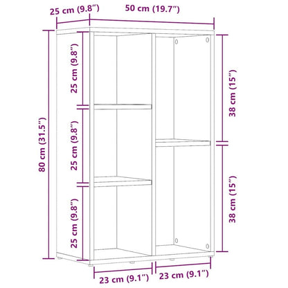vidaXL Bookcase Black Oak 50x25x80 cm Engineered Wood