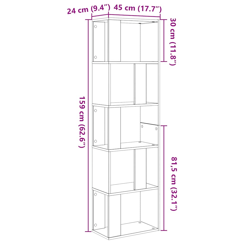 vidaXL Book Cabinet/Room Divider Black Oak 45x24x159 cm Engineered Wood