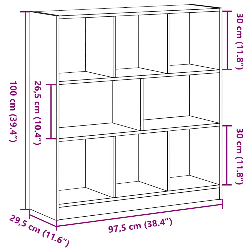 vidaXL Book Cabinet Black Oak 97.5x29.5x100 cm Engineered Wood