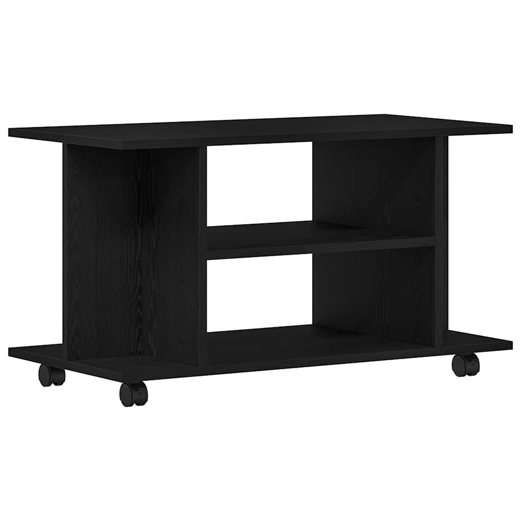 vidaXL TV Cabinet with Castors Black Oak 80x40x45 cm Engineered Wood