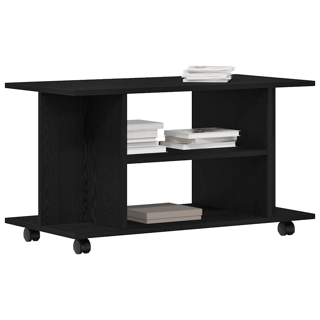 vidaXL TV Cabinet with Castors Black Oak 80x40x45 cm Engineered Wood
