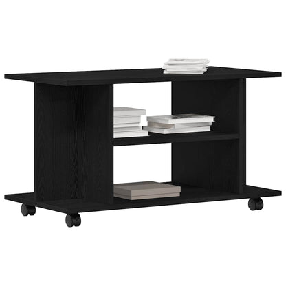 vidaXL TV Cabinet with Castors Black Oak 80x40x45 cm Engineered Wood
