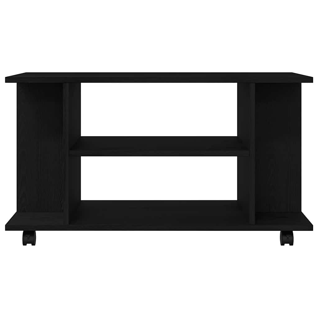 vidaXL TV Cabinet with Castors Black Oak 80x40x45 cm Engineered Wood