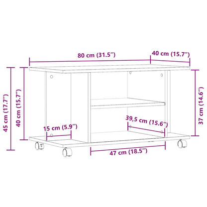 vidaXL TV Cabinet with Castors Black Oak 80x40x45 cm Engineered Wood