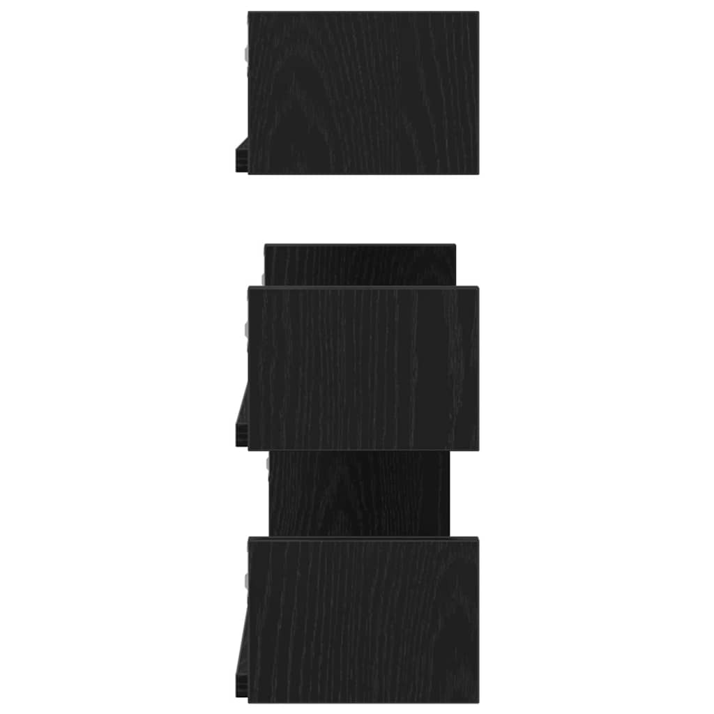 vidaXL Wall Shelves 3 pcs Black Oak Engineered Wood