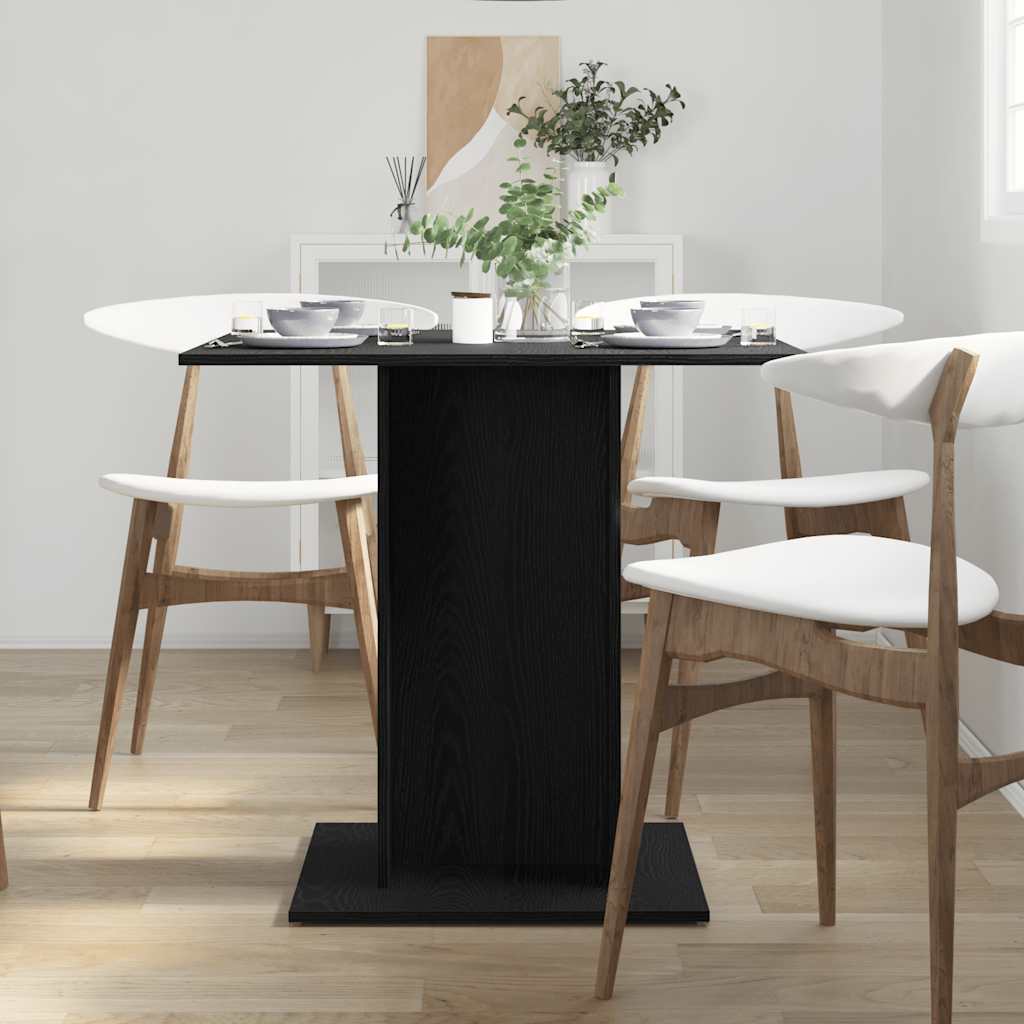 vidaXL Dining Table Black Oak 80x80x75 cm Engineered Wood