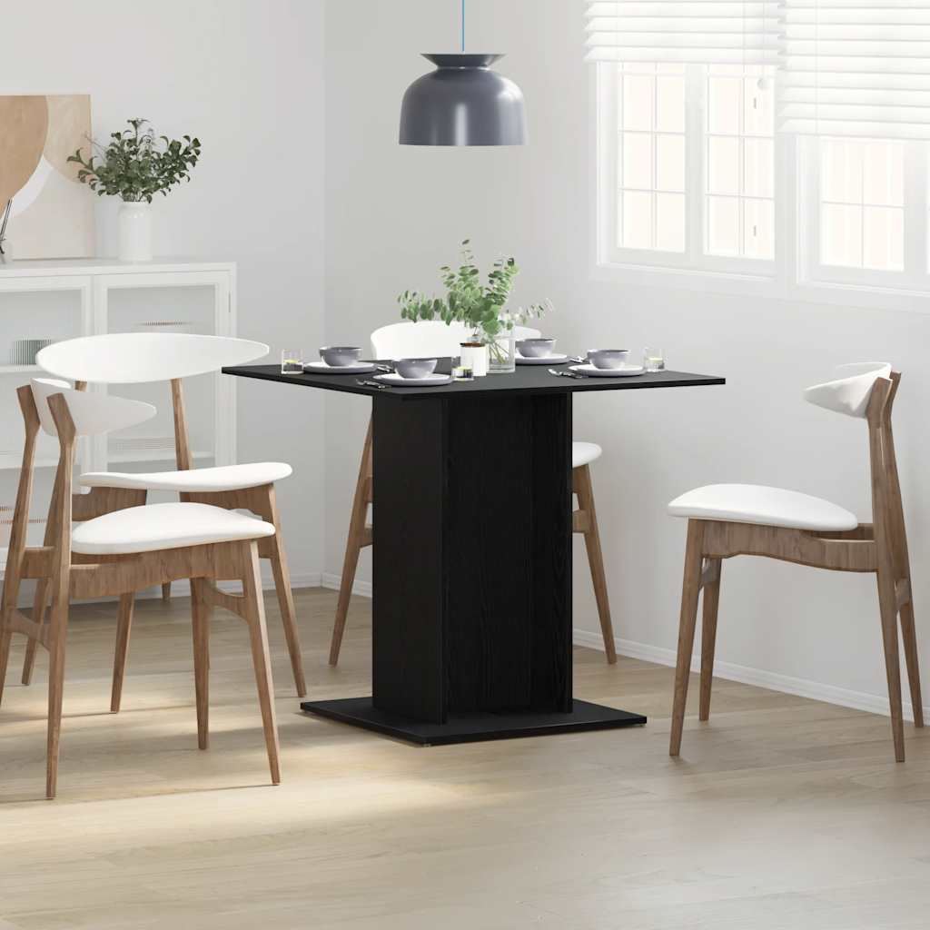 vidaXL Dining Table Black Oak 80x80x75 cm Engineered Wood