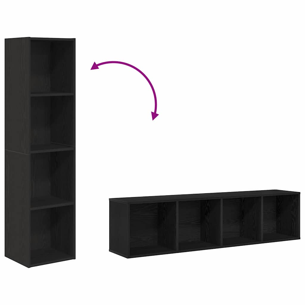 vidaXL Book Cabinet Black Oak 143 x 30 x 36 cm Engineered Wood