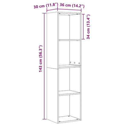 vidaXL Book Cabinet Black Oak 143 x 30 x 36 cm Engineered Wood