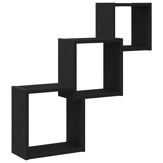 vidaXL Wall Cube Shelves Black Oak 68x15x68 cm Engineered Wood