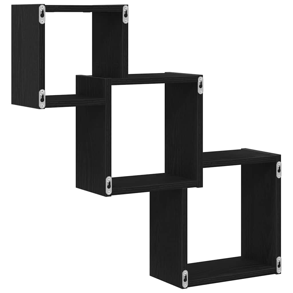 vidaXL Wall Cube Shelves Black Oak 68x15x68 cm Engineered Wood