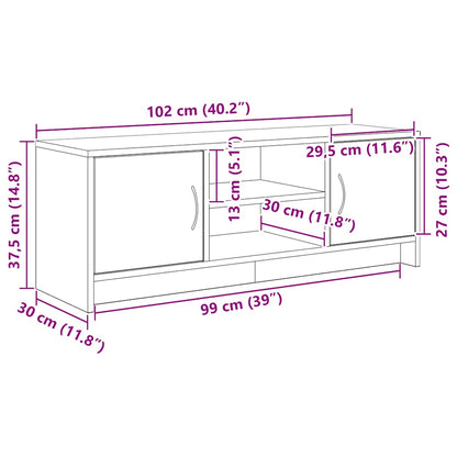 vidaXL TV Cabinet Black Oak 102x30x37.5 cm Engineered Wood