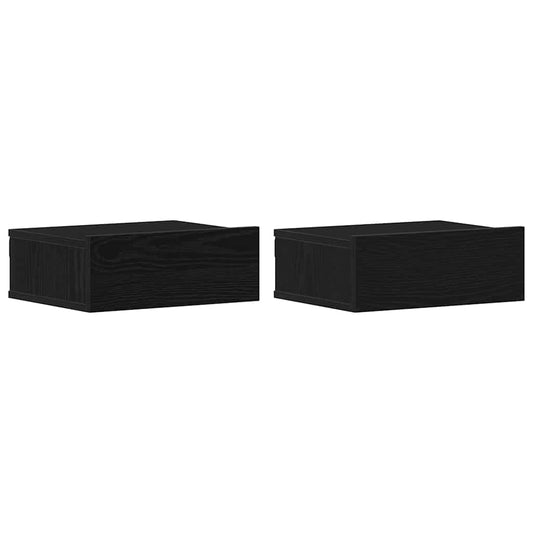 vidaXL Floating Nightstands 2 pcs Black Oak 40x32x15 cm Engineered Wood
