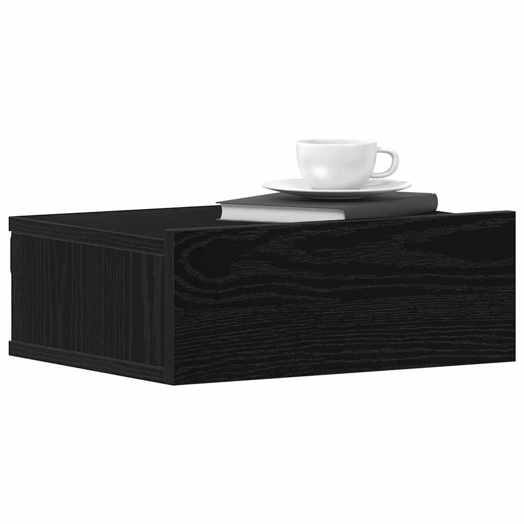 vidaXL Floating Nightstands 2 pcs Black Oak 40x32x15 cm Engineered Wood