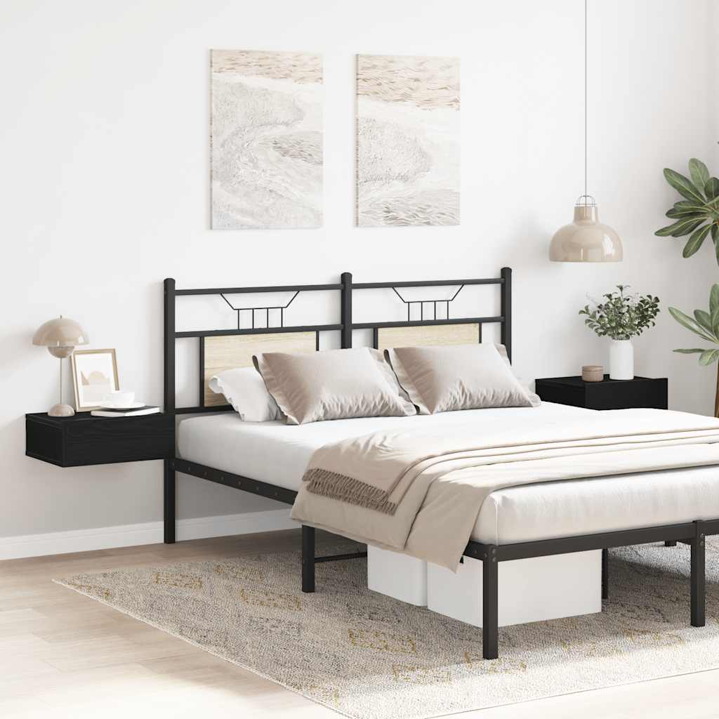 vidaXL Floating Nightstands 2 pcs Black Oak 40x32x15cm Engineered Wood