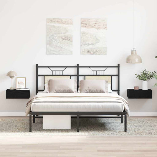 vidaXL Floating Nightstands 2 pcs Black Oak 40x32x15 cm Engineered Wood