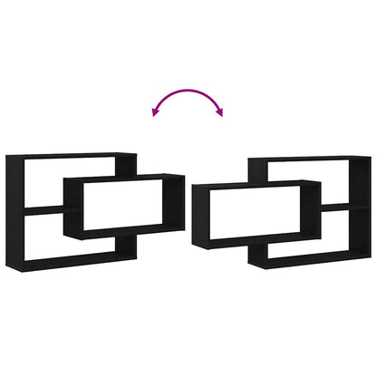 vidaXL Wall Shelf Black Oak 104x20x58.5 cm Engineered Wood